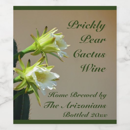 Cactus Wine Prickly Pear Flowers Wine Label Wijn Etiket (Enkel label)