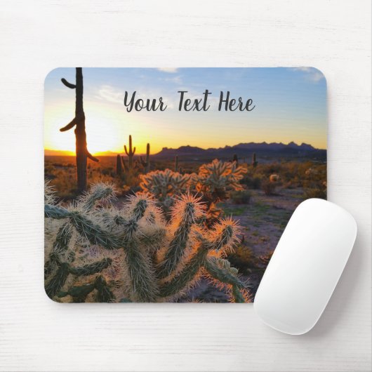 Cactus with Arizona sunset Superstiment Wilderness Muismat (Met muis)