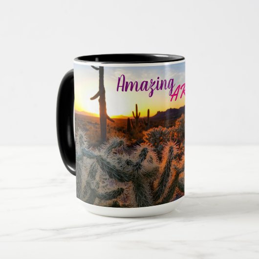 Cactus with Arizona Sunset Superstition Wilderness Mok (Voorkant links)