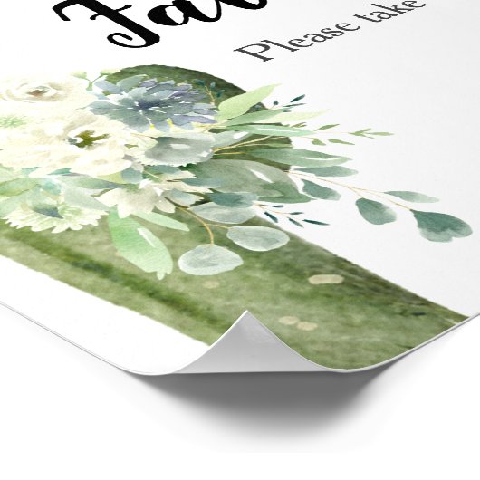 Cactus Witte Bloemen Baby Shower Favor Bord Poster (Hoek)