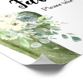 Cactus witte bloemen baby shower favor teken poster (Hoek)