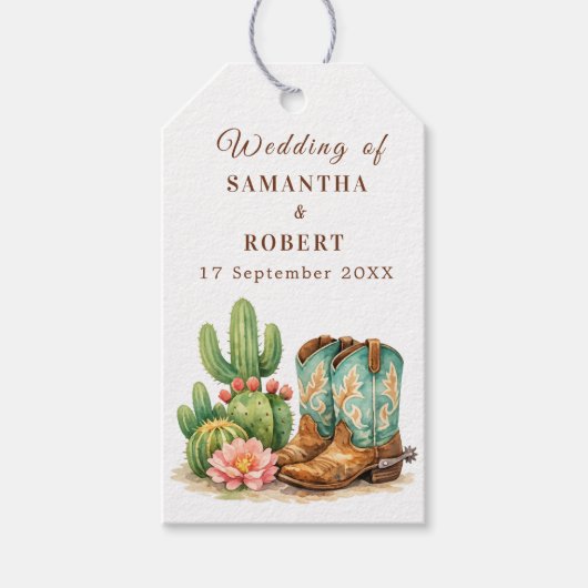 Cactus Woestijn Arizona Cacti Cowboy Bruiloft Cadeaulabel (Voorkant)