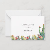 Cactus woestijn florals trouwantwoord RSVP Notitiekaartje (Achterkant)