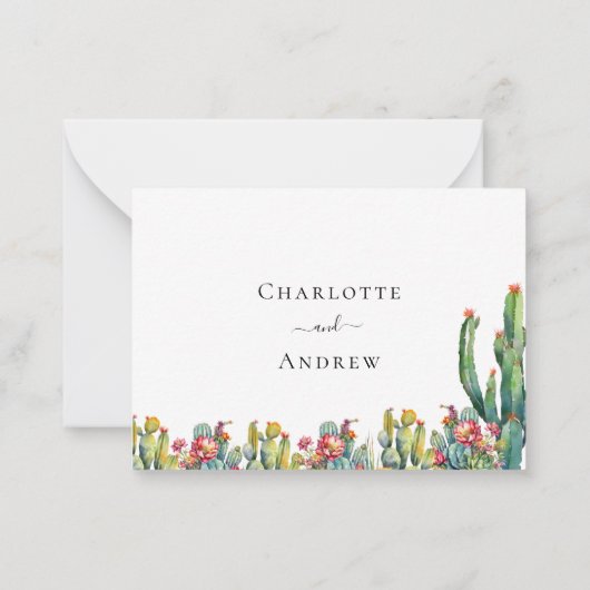 Cactus woestijn florals trouwantwoord RSVP Notitiekaartje (Achterkant)