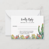 Cactus woestijn florals trouwantwoord RSVP Notitiekaartje (Voorkant)