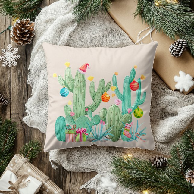 Cactus Woestijn Kerstvakantie Zuidwest Decoratie Kussen (Creator heeft geüpload)