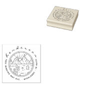 Cactus Woestijn Landschap Rustic Retouradres Rubberstempel (Gestempeld)
