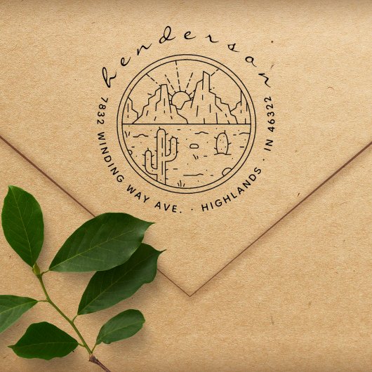 Cactus Woestijn Landschap Rustic Retouradres Rubberstempel