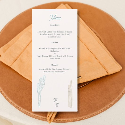 Cactus woestijn thema bruiloft menu