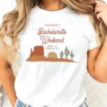 Cactus woestijn thema vrijgezellenfeest t-shirt<br><div class="desc">Dit is een woestijnbachelorette party pet sjabloon met zuidwestelementen en een rodeo thema lettertype pairing. ALLE lettertypen en kleuren zijn bewerkbaar // Voor overeenkomende items, bezoek dan het "BETTY" collectie in de Sincerely By Nicole Zazzle winkel. * Als u van dit ontwerp houdt maar het niet beschikbaar voor iets ziet...</div>