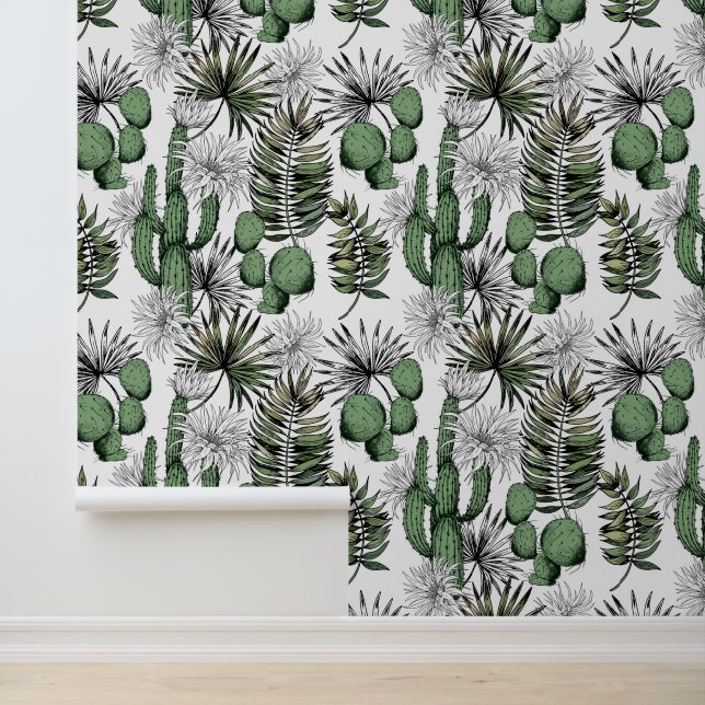 Cactus woestijnpatroon behang (Applicatie)