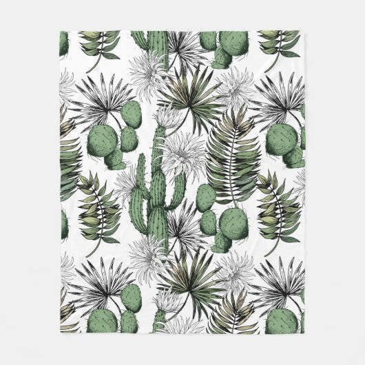 Cactus woestijnpatroon fleece deken (Voorkant)