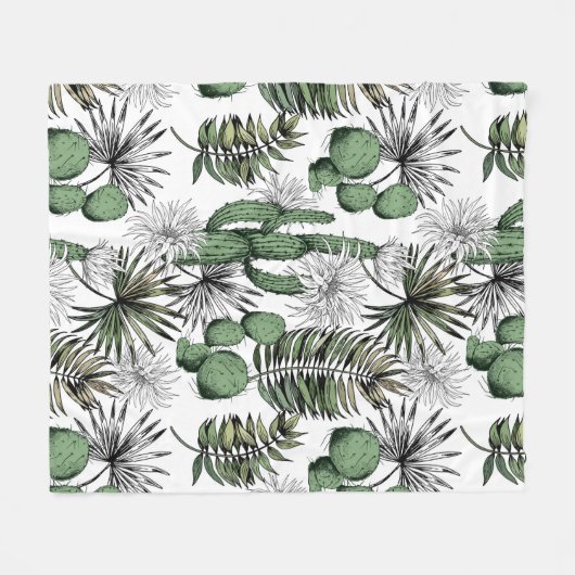Cactus woestijnpatroon fleece deken (Voorkant (Horizontaal))