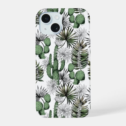 Cactus woestijnpatroon iPhone 15 case (Achterkant)
