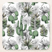 Cactus woestijnpatroon kartonnen onderzetters (Voorkant)