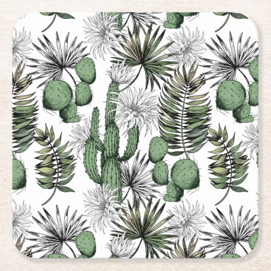 Cactus woestijnpatroon kartonnen onderzetters (Voorkant)