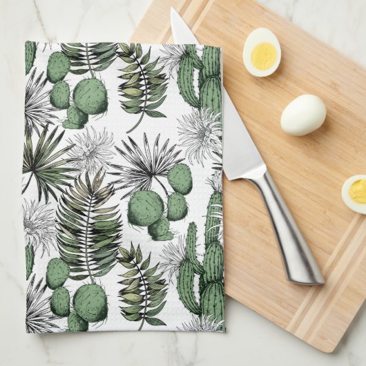 Cactus woestijnpatroon theedoek (Quarter Fold)