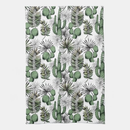 Cactus woestijnpatroon theedoek (Verticaal)