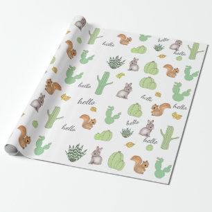 Cactus Woodland Animal Patroon Inpakpapier