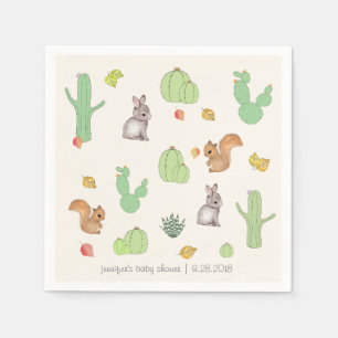 Cactus Woodland Pattern Baby shower Papier Servet