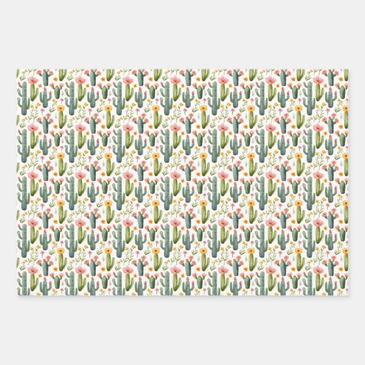 Cactus Wrapping Paper Flat Sheet Set van 3 (Voorkant 3)