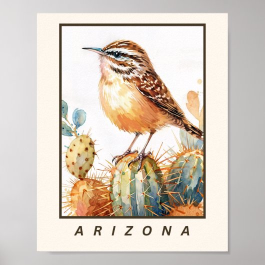 Cactus Wren Arizona State Bird  Poster (Voorkant)