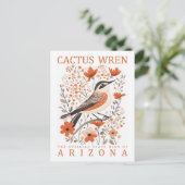 Cactus Wren Bird of Arizona Verenigde Staten Reize Briefkaart (Staand voorkant)