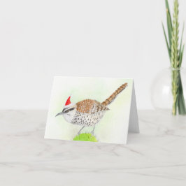 Cactus Wren Bird Tekenen Kerst Kaart