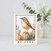 Cactus Wren Desert Bird Arizona State Briefkaart (Staand voorkant)