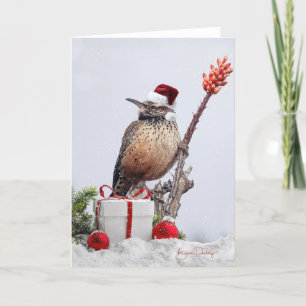 Cactus Wren in Ocotillo 5x7 Kerst Blank Kaart