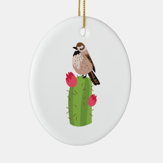 Cactus Wren Keramisch Ornament (Rechts)
