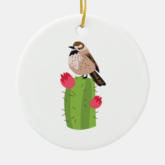 Cactus Wren Keramisch Ornament (Voorkant)