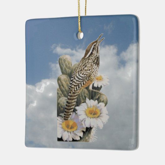 Cactus Wren Keramisch Ornament (Links)