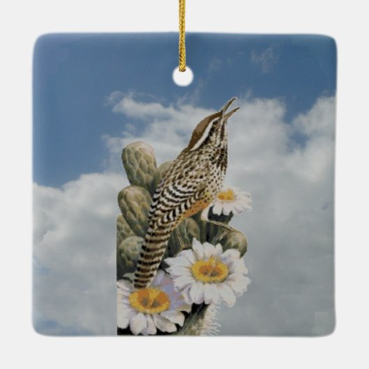 Cactus Wren Keramisch Ornament (Achterkant)