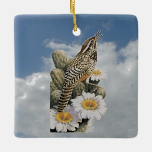 Cactus Wren Keramisch Ornament (Voorkant)