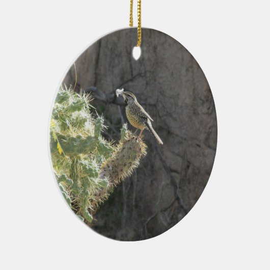 Cactus Wren Keramisch Ornament (Rechts)