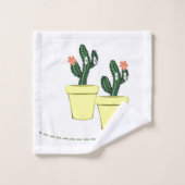 Cactus Yellow Pots Floral Bathroom Towel sets Bad Handdoek (Wasdoekje)