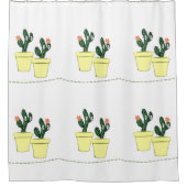 Cactus Yellow Pots Floral Shower Curtain Douchegordijn (Voorkant)