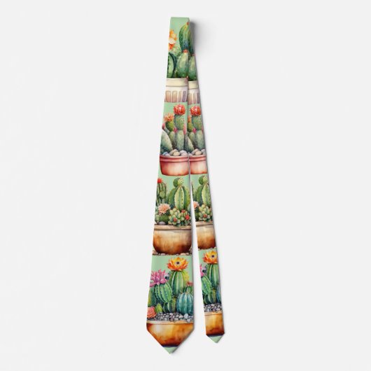 Cactus Zomer Arizona Woestijn Heet Planten Stropdas (Voorkant)
