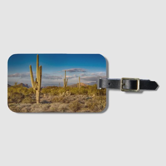 Cactus zonsondergang in Arizona Bagagelabel (Voorkant (horizontaal))