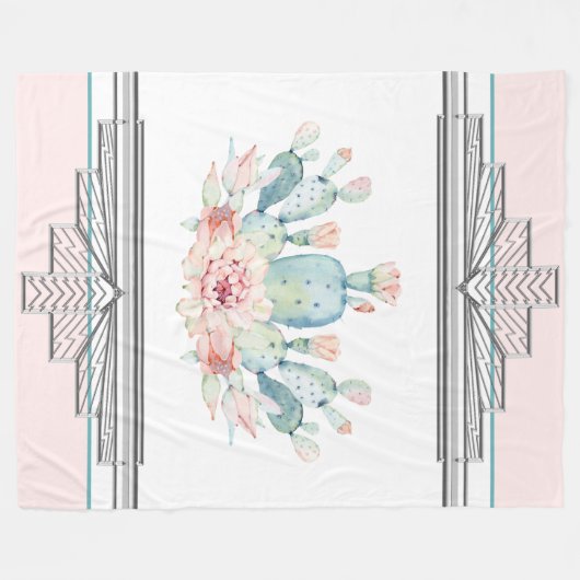 Cactus zuidwestelijk fleece deken (Voorkant (Horizontaal))