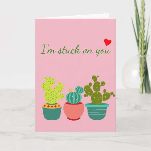 Cactus Zuidwestelijke Woestijn Succulent Valentijn Kaart (Voorkant)