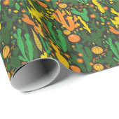 Cactus : zwart naadloos patroon. cadeaupapier (Rol Hoek)