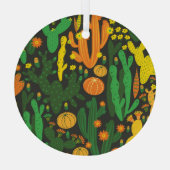 Cactus : zwart naadloos patroon. glas ornament (Achterkant)