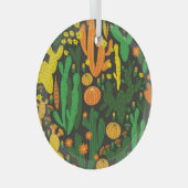 Cactus : zwart naadloos patroon. glas ornament (Voorkant Rechts)