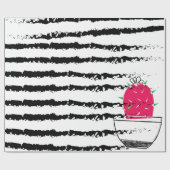 Cactus zwart wit patroon cadeaupapier (Vlak)