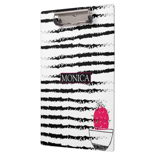 Cactus zwart wit patroon gestript klembord (Links)