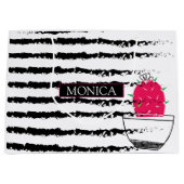 Cactus zwart wit patroon monogram groot cadeauzakje (Voorkant)