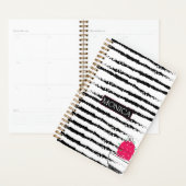 Cactus zwart wit patroon monogram planner (Display)