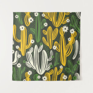 Cactus zwarte achtergrond patroon wandkleed